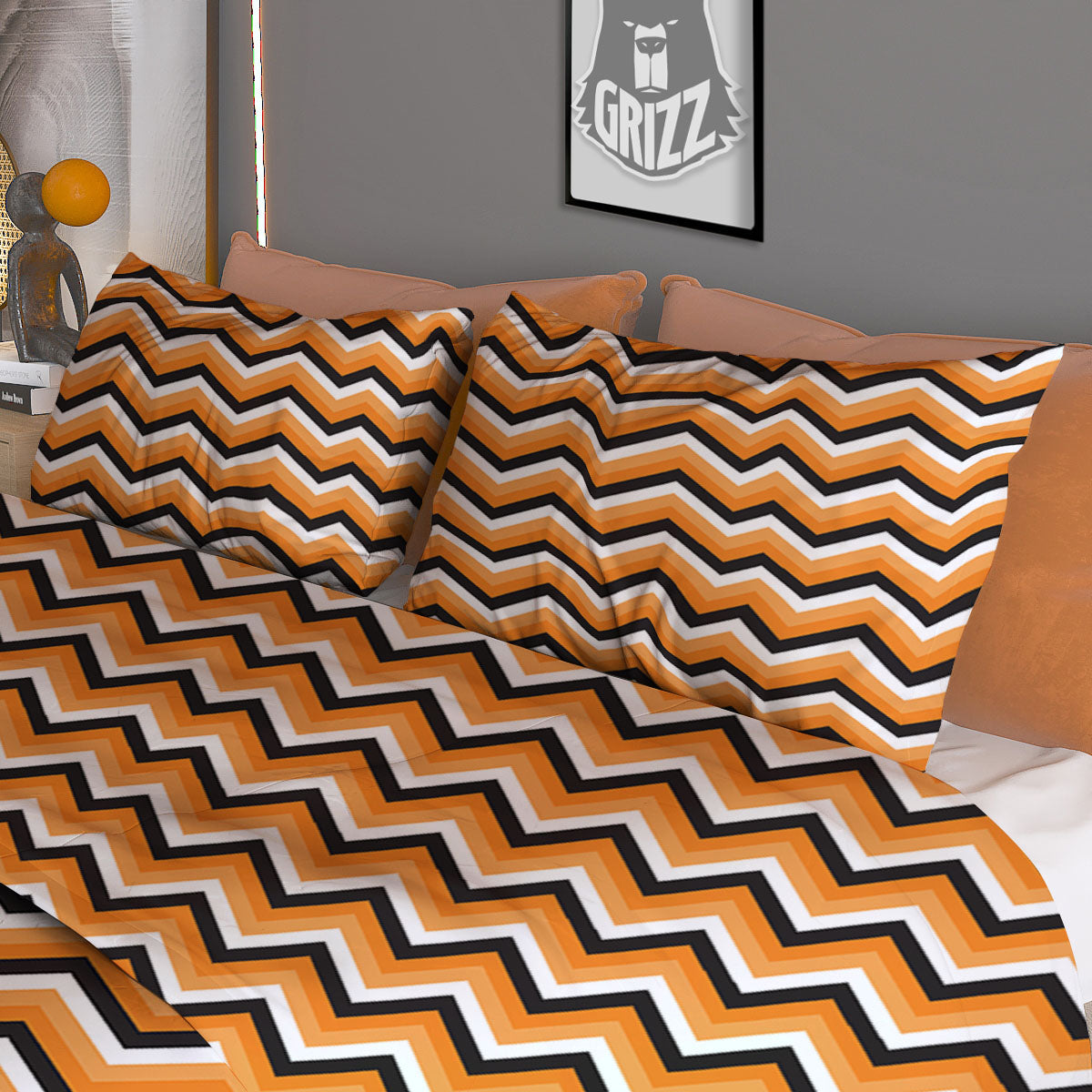 Zig Zag Halloween Print Pattern Duvet Cover Bedding Set
