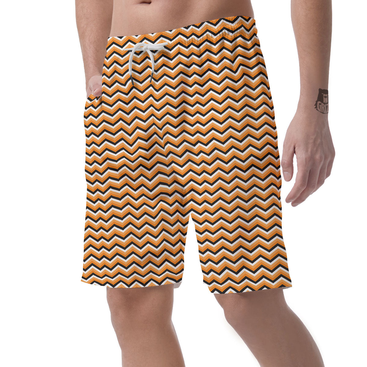 Zig Zag Halloween Print Pattern Men's Shorts-grizzshop