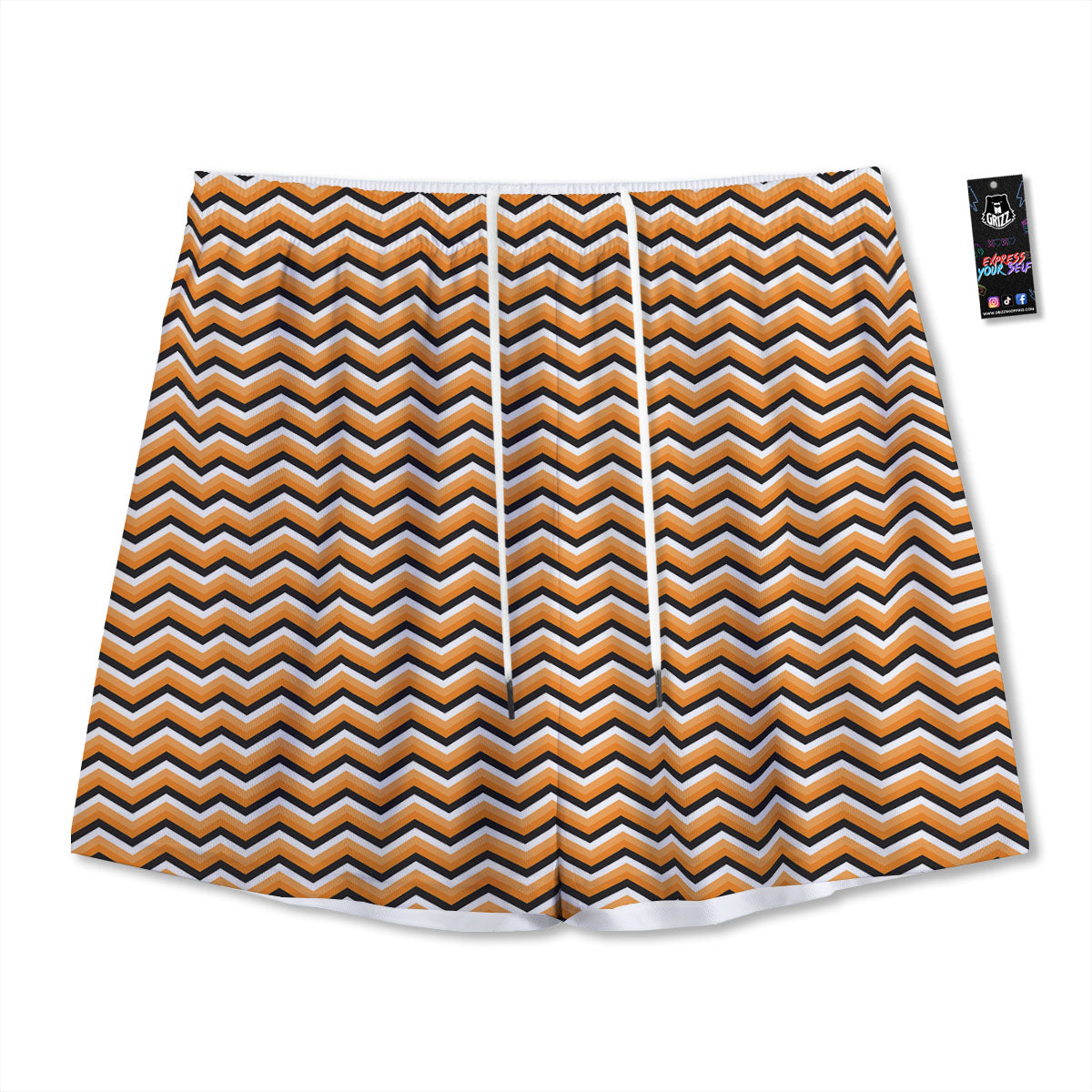Zig Zag Halloween Print Pattern Mesh Shorts