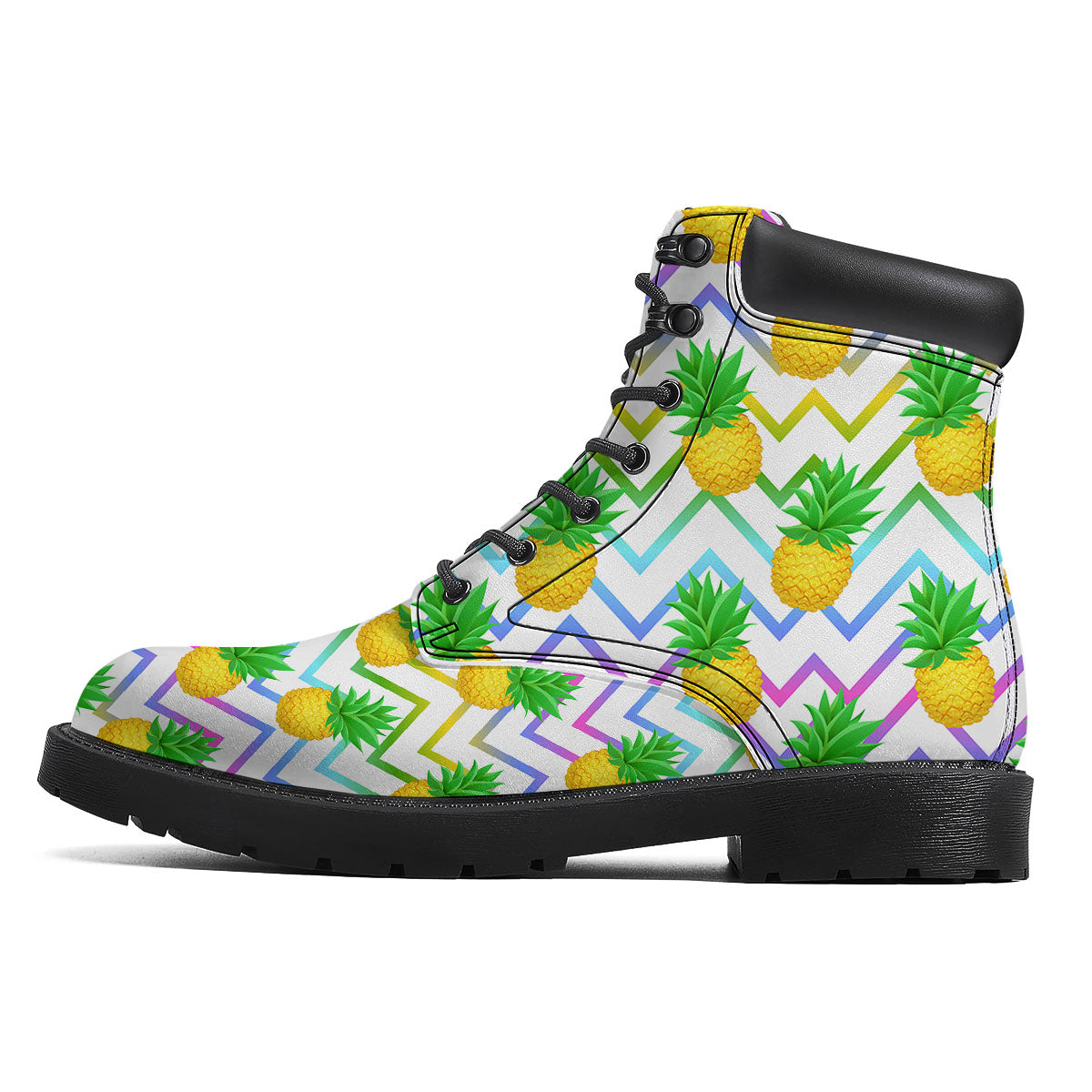 Zig Zag Neon Pineapple Print Pattern Boots-grizzshop