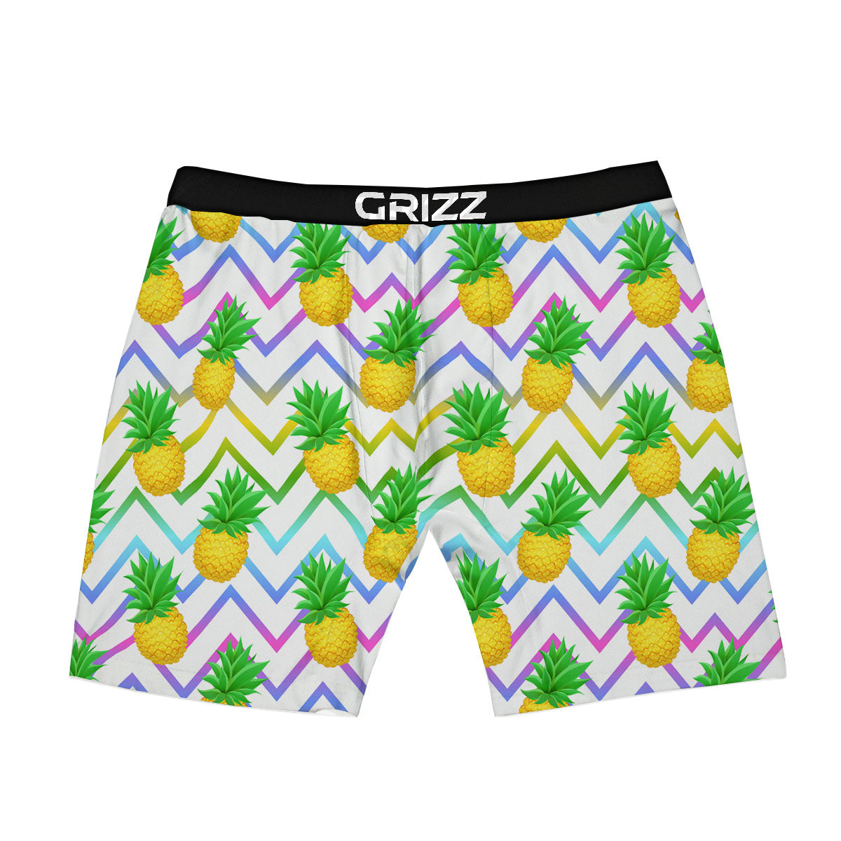 Zig Zag Neon Pineapple Print Pattern Boxer Briefs-grizzshop