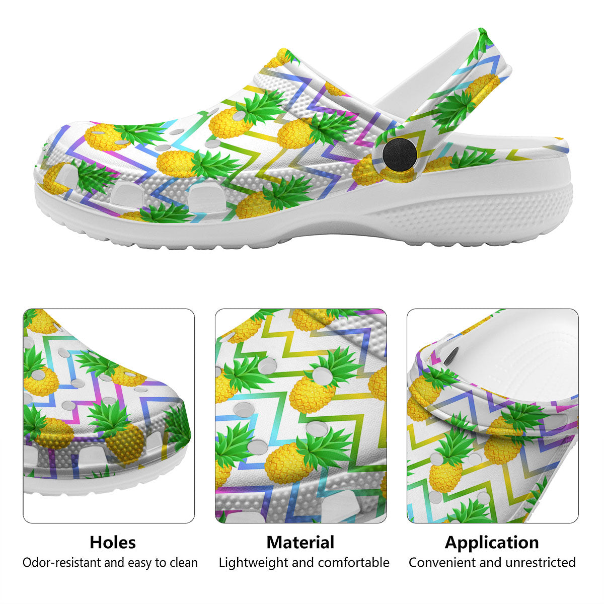 Zig Zag Neon Pineapple Print Pattern Clog-grizzshop