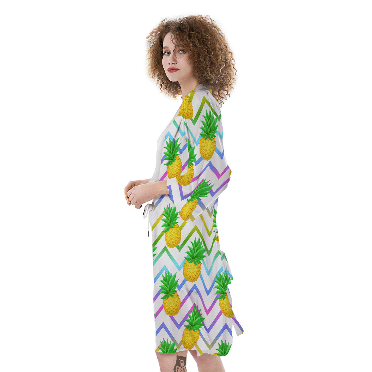 Zig Zag Neon Pineapple Print Pattern Kimono-grizzshop