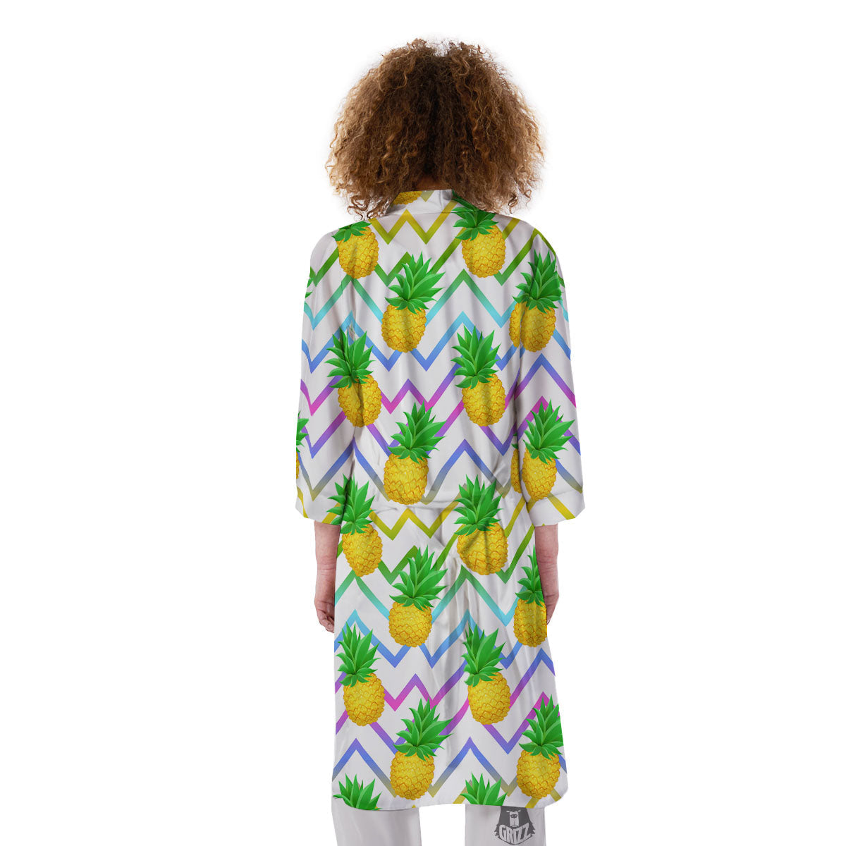 Zig Zag Neon Pineapple Print Pattern Kimono-grizzshop