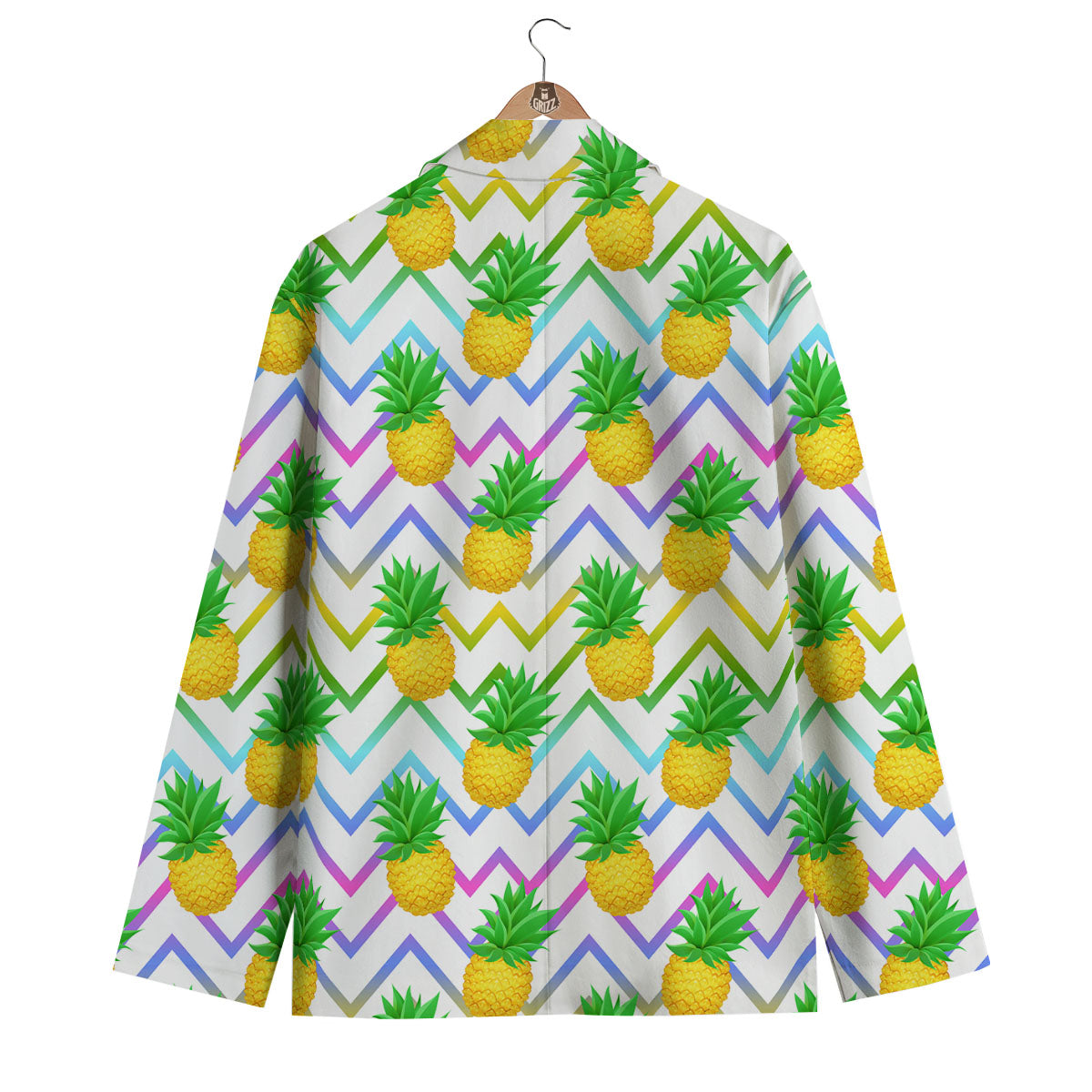 Zig Zag Neon Pineapple Print Pattern Men's Blazer-grizzshop