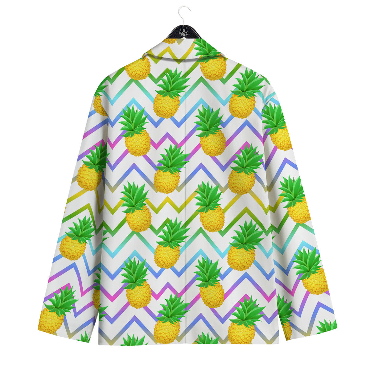 Zig Zag Neon Pineapple Print Pattern Men's Sport Coat-grizzshop