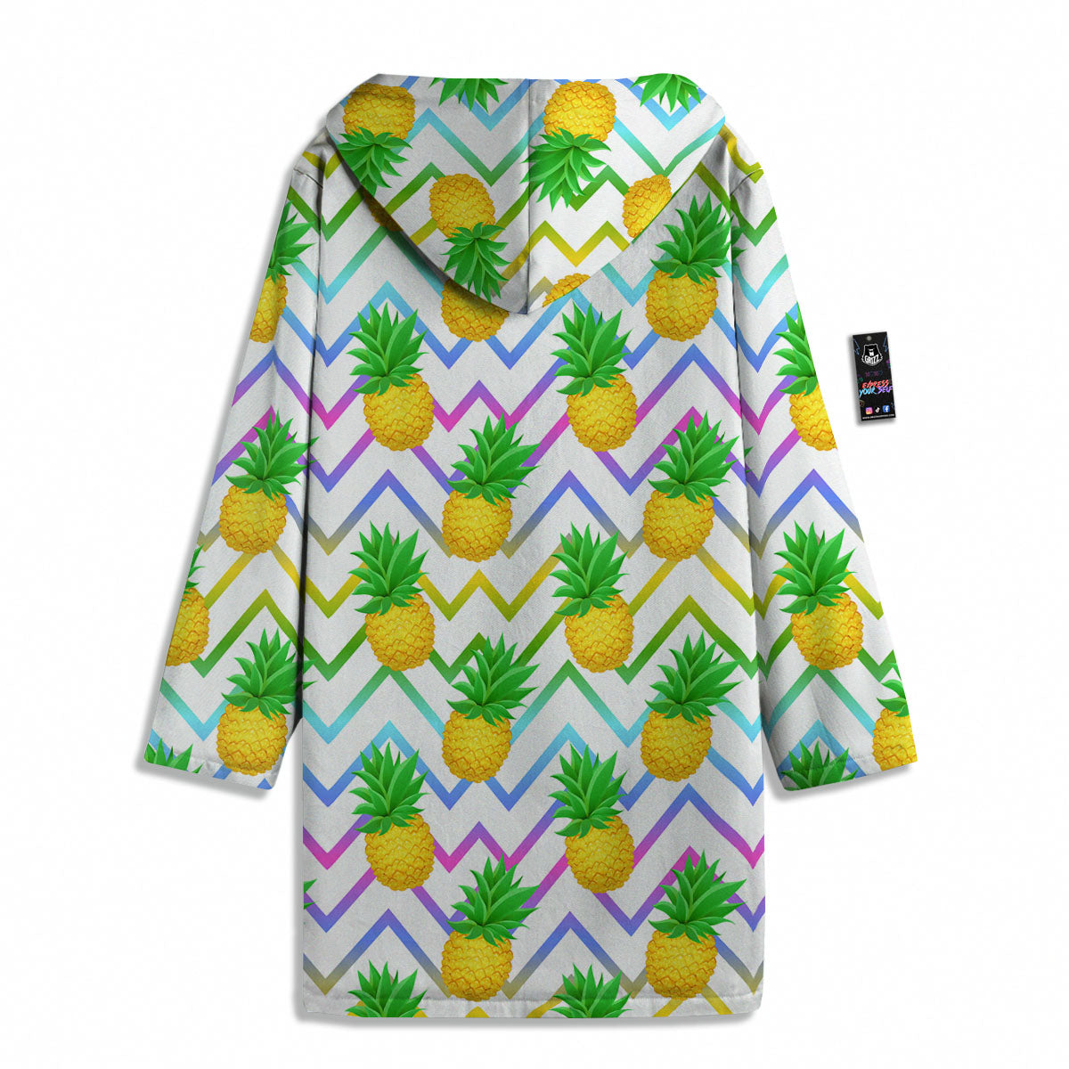 Zig Zag Neon Pineapple Print Pattern Men's Windbreaker Jacket-grizzshop