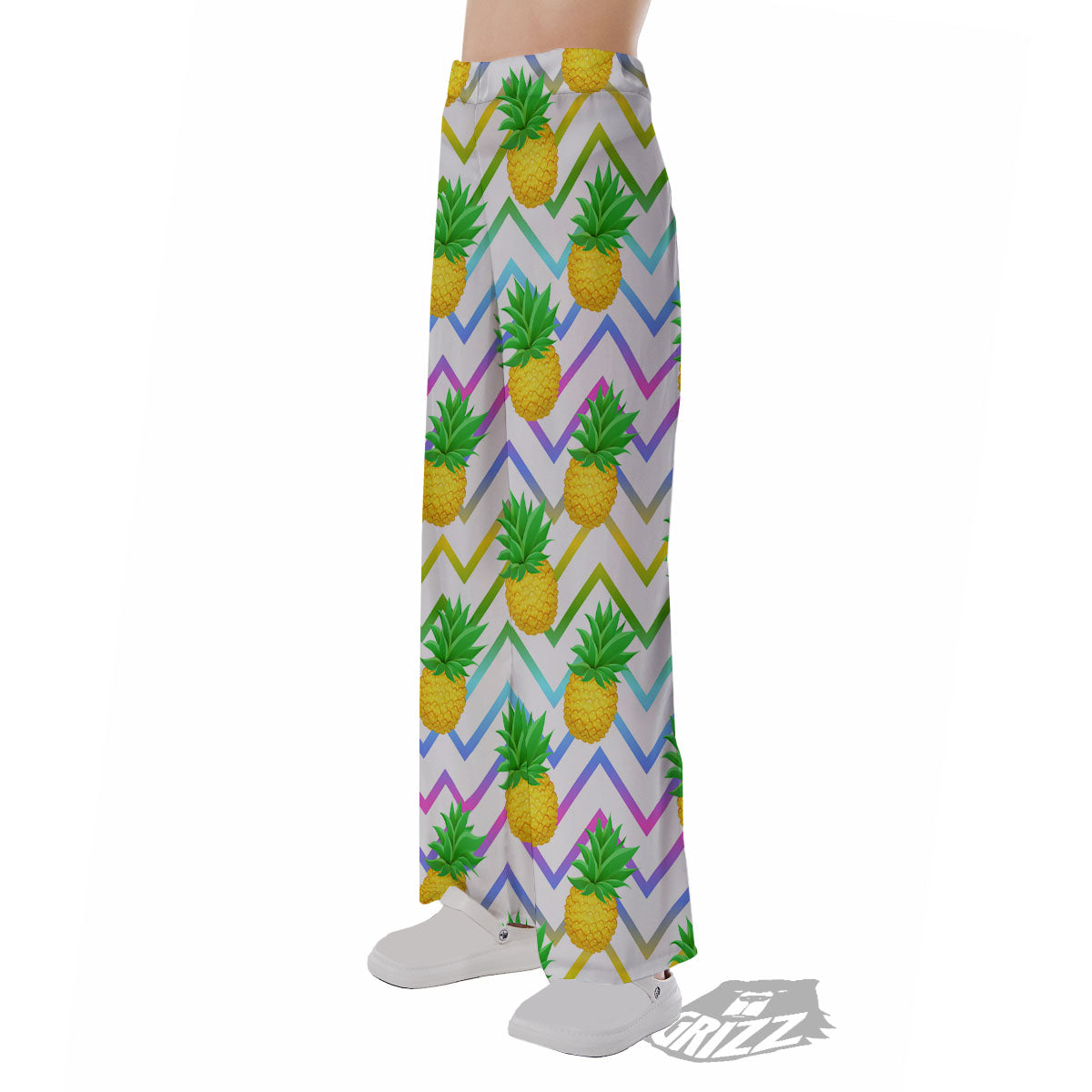 Zig Zag Neon Pineapple Print Pattern Pajama Pants-grizzshop
