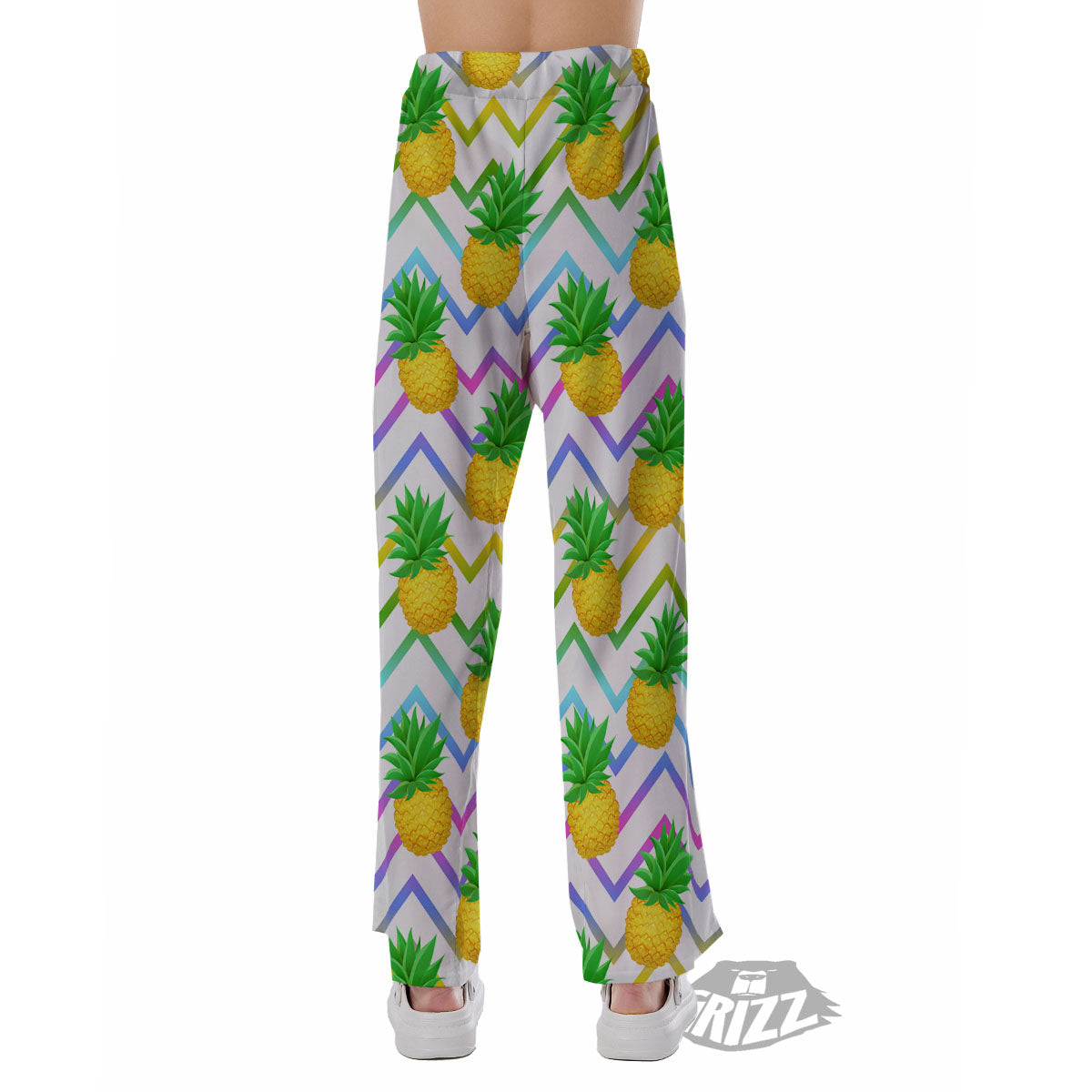 Zig Zag Neon Pineapple Print Pattern Pajama Pants-grizzshop