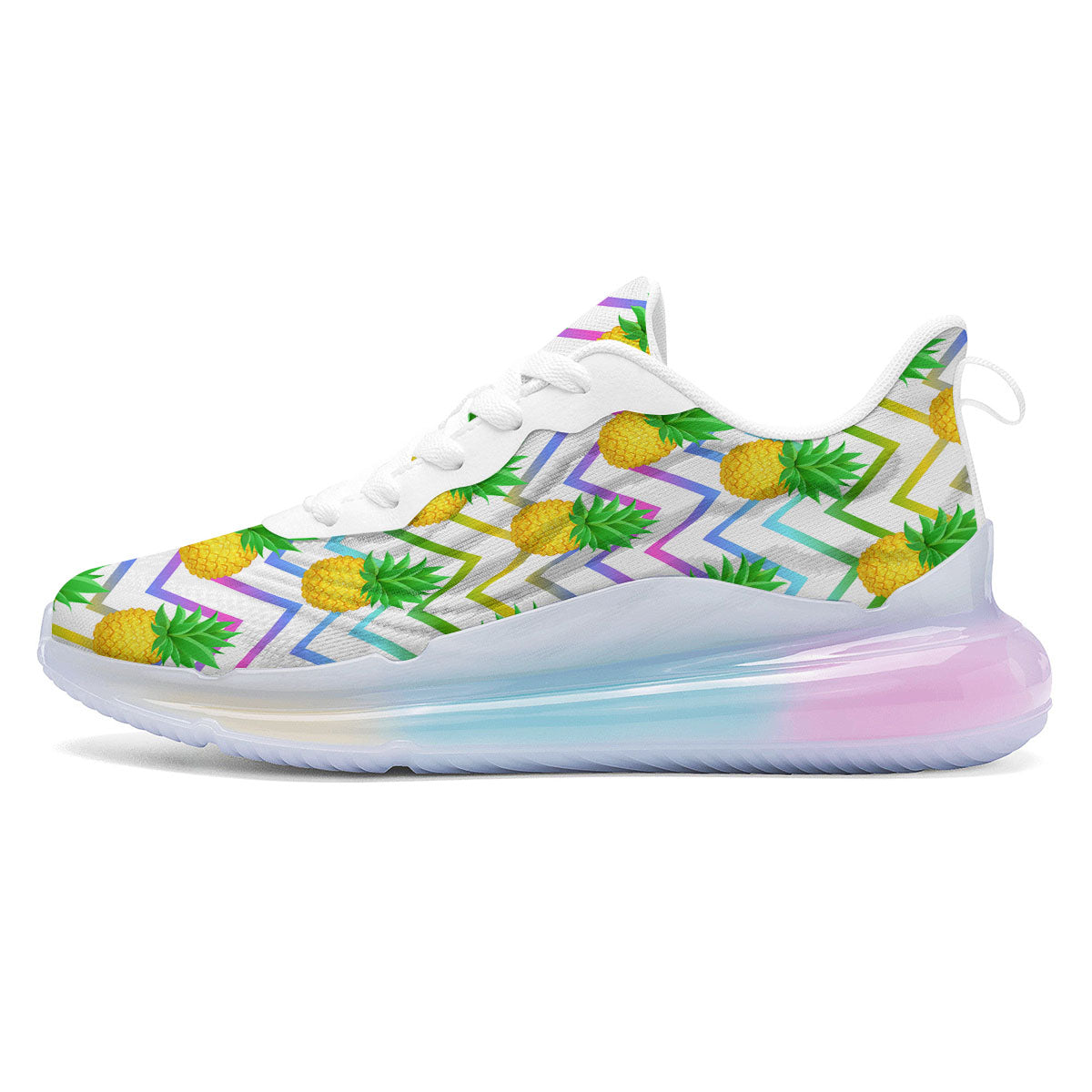 Zig Zag Neon Pineapple Print Pattern Running Sneakers-grizzshop