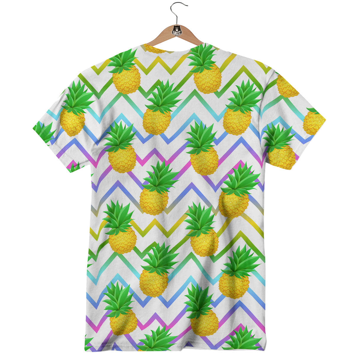 Zig Zag Neon Pineapple Print Pattern T-Shirt-grizzshop