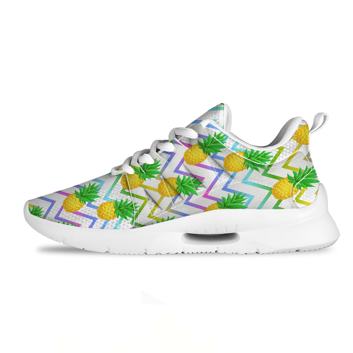 Zig Zag Neon Pineapple Print Pattern Tennis Shoes-grizzshop