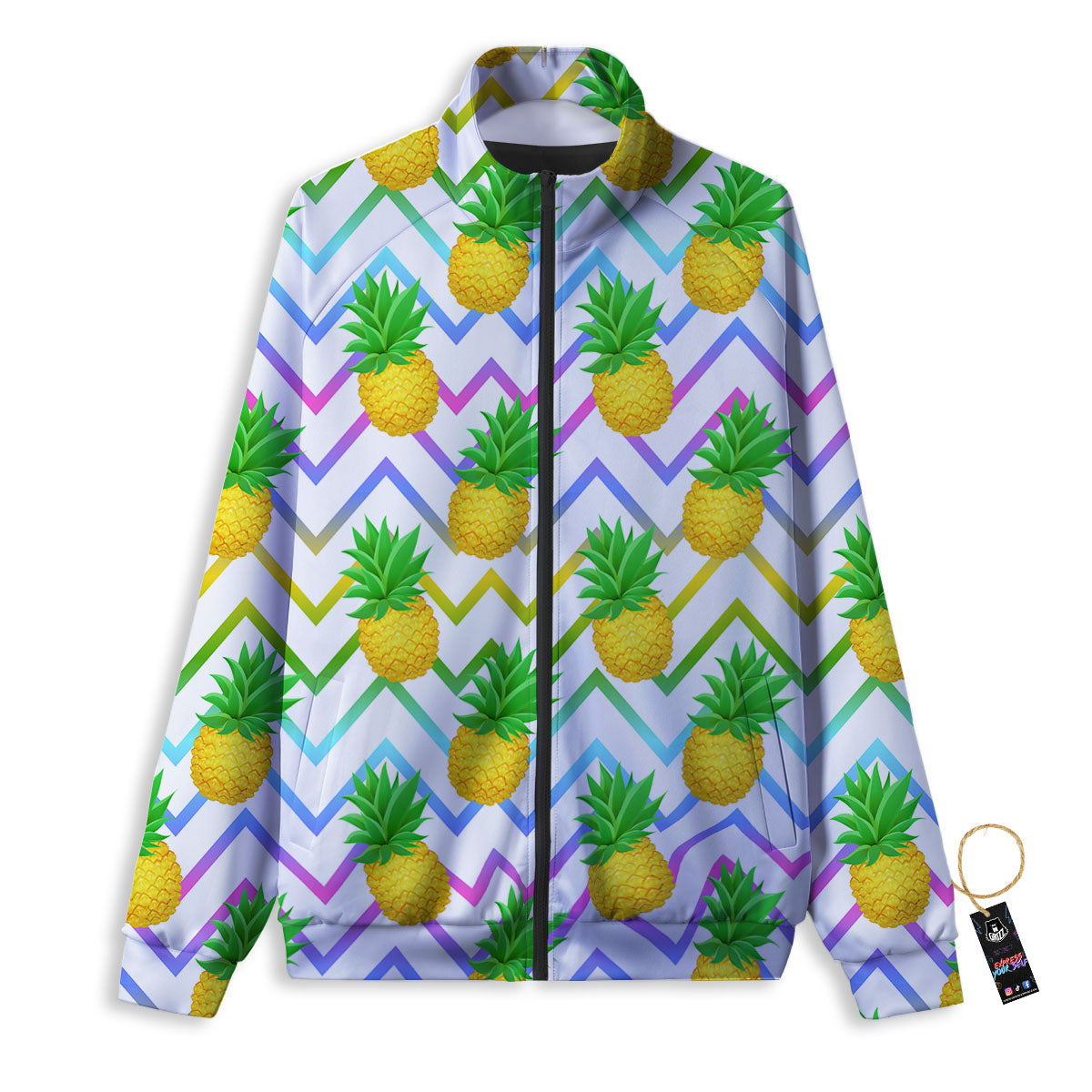 Zig Zag Neon Pineapple Print Pattern Track Jacket-grizzshop