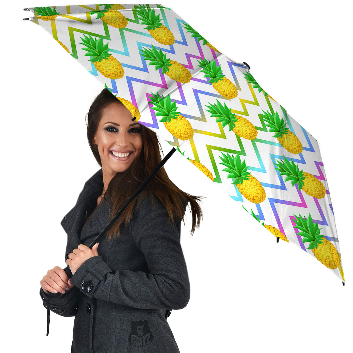 Zig Zag Neon Pineapple Print Pattern Umbrella-grizzshop