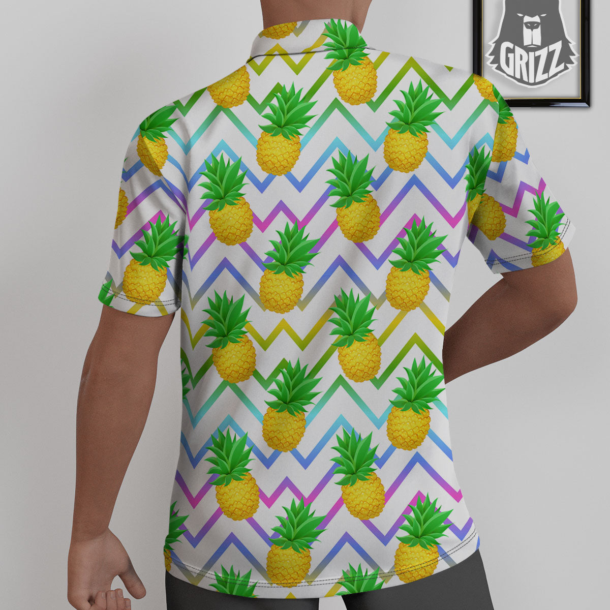 Zig Zag Neon Pineapple Print Pattern Untucked Shirts-grizzshop