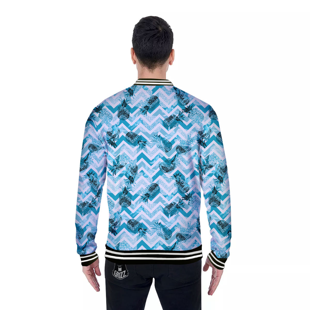 Zig Zag Pastel Pineapple Print Pattern Baseball Jacket-grizzshop
