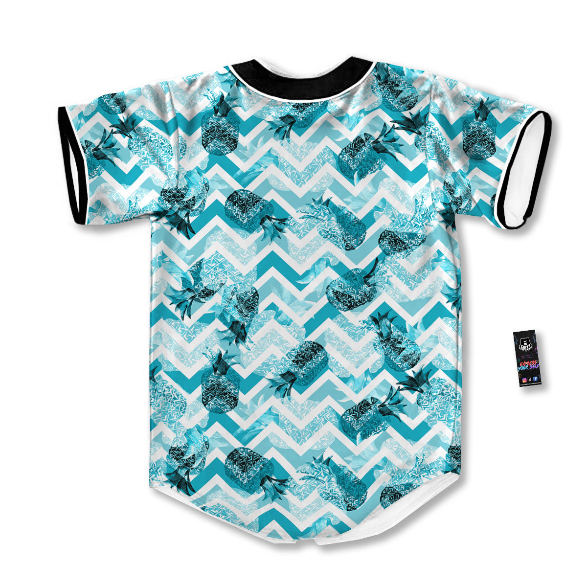 Zig Zag Pastel Pineapple Print Pattern Baseball Jersey-grizzshop