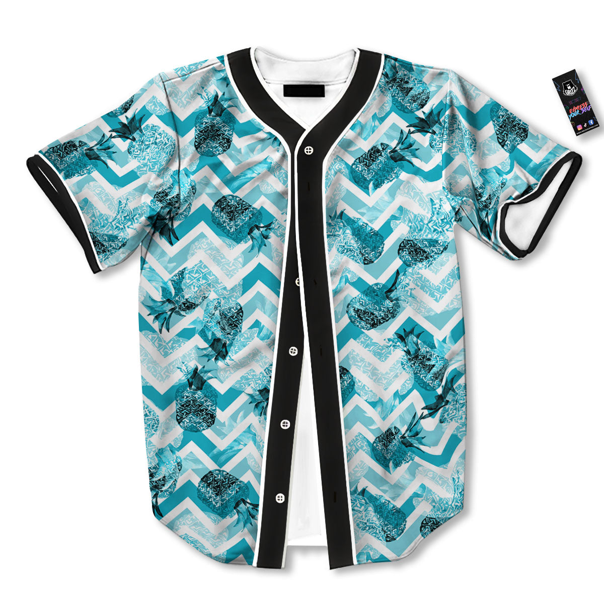 Zig Zag Pastel Pineapple Print Pattern Baseball Jersey-grizzshop