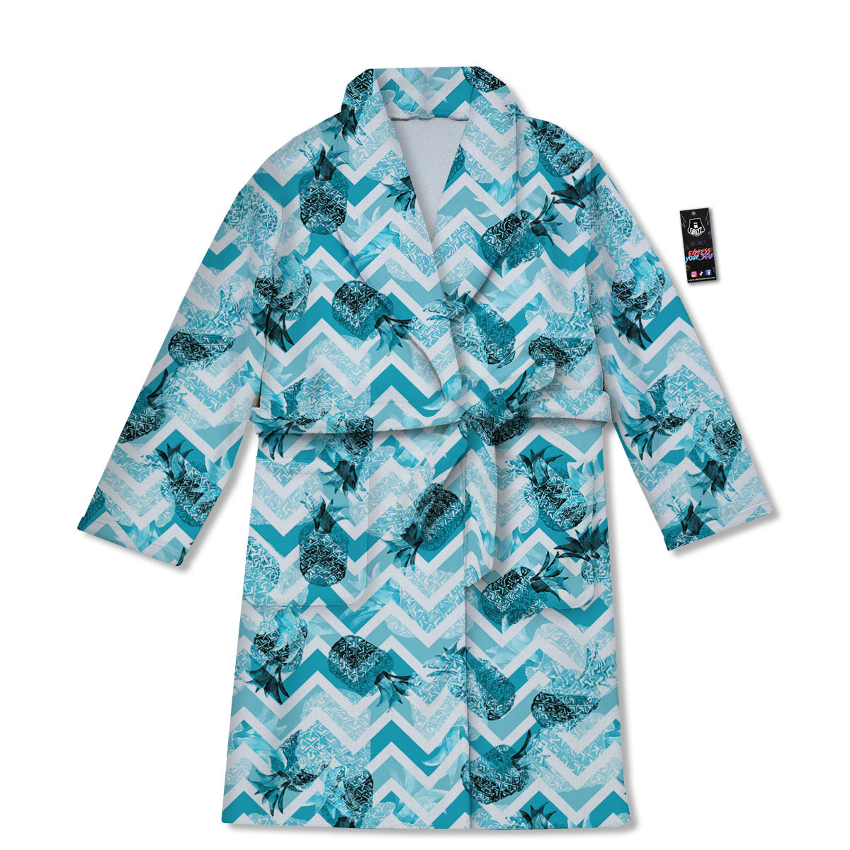 Zig Zag Pastel Pineapple Print Pattern Bathrobe-grizzshop