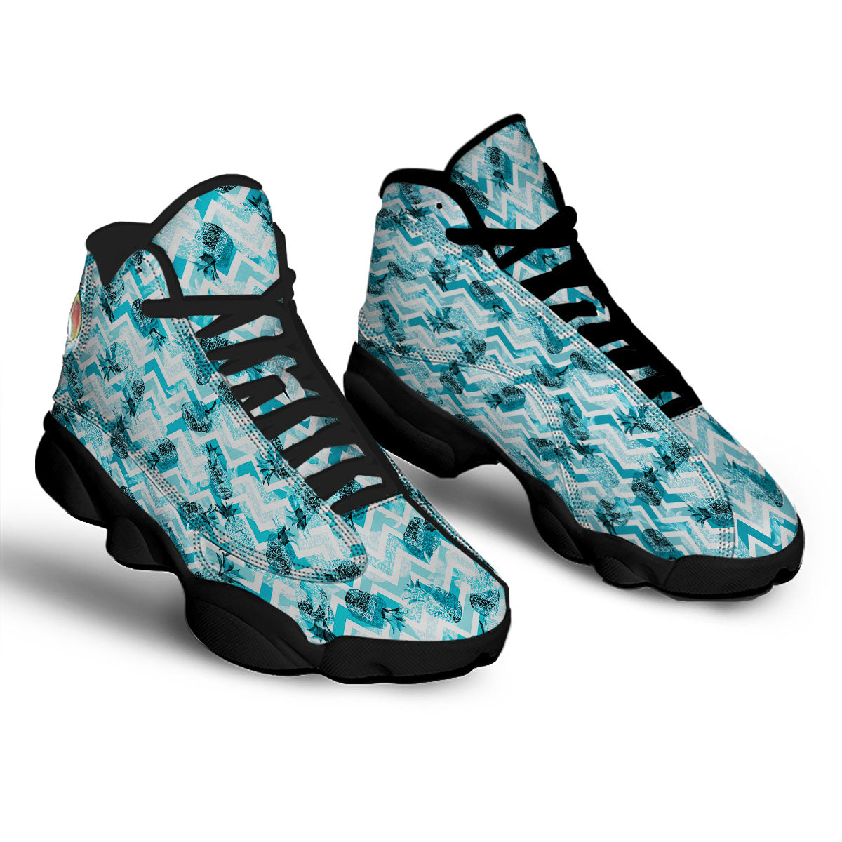 Zig Zag Pastel Pineapple Print Pattern Black Basketball Shoes-grizzshop