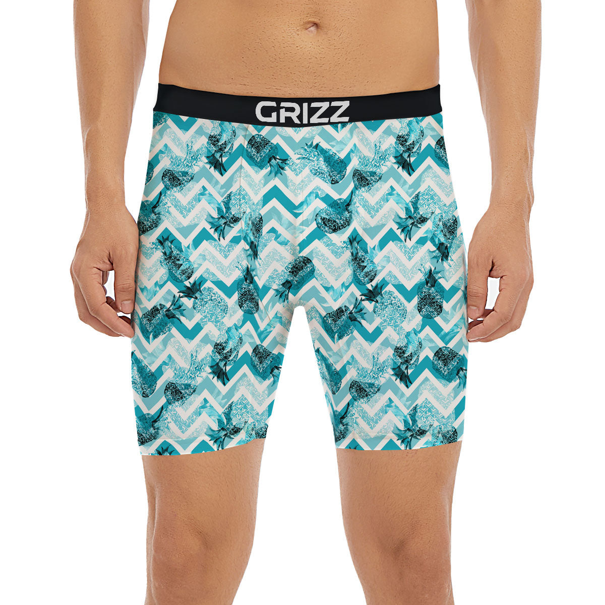 Zig Zag Pastel Pineapple Print Pattern Boxer Briefs-grizzshop