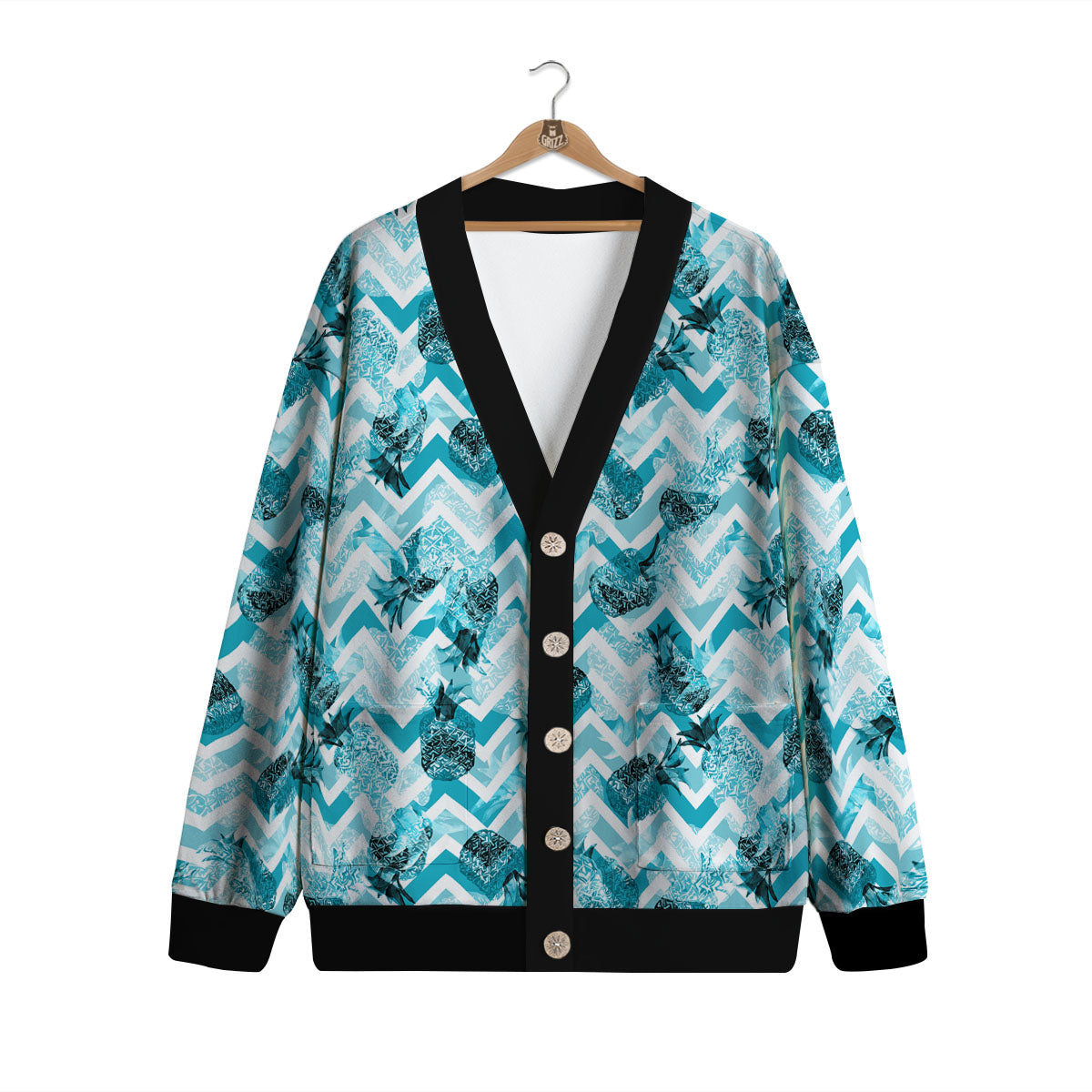 Zig Zag Pastel Pineapple Print Pattern Cardigan-grizzshop