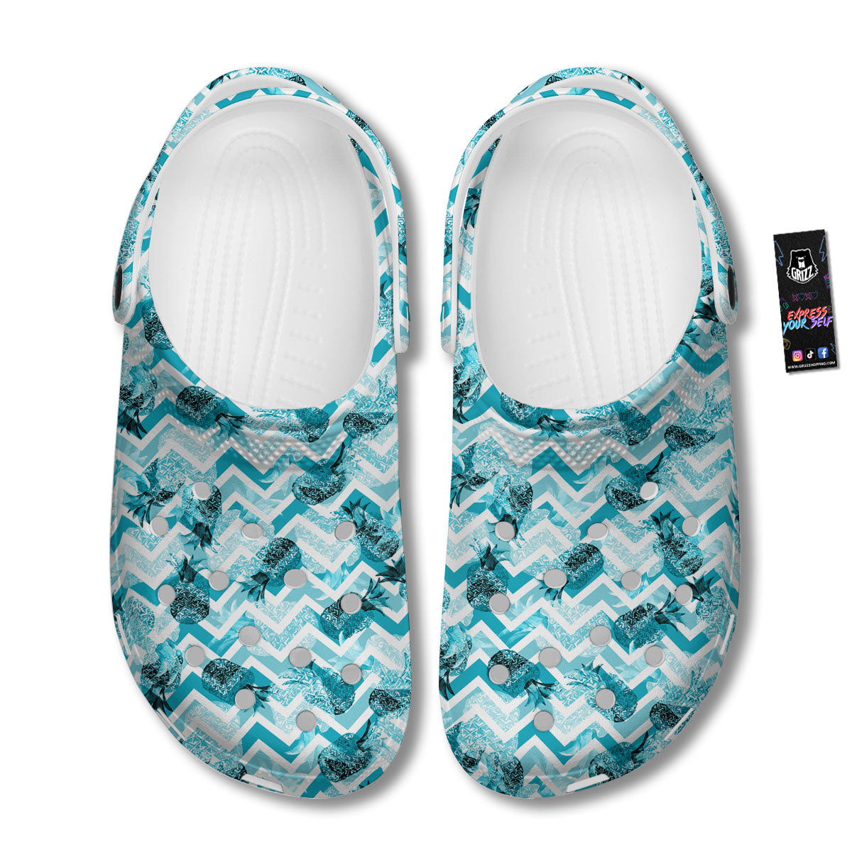 Zig Zag Pastel Pineapple Print Pattern Clog-grizzshop