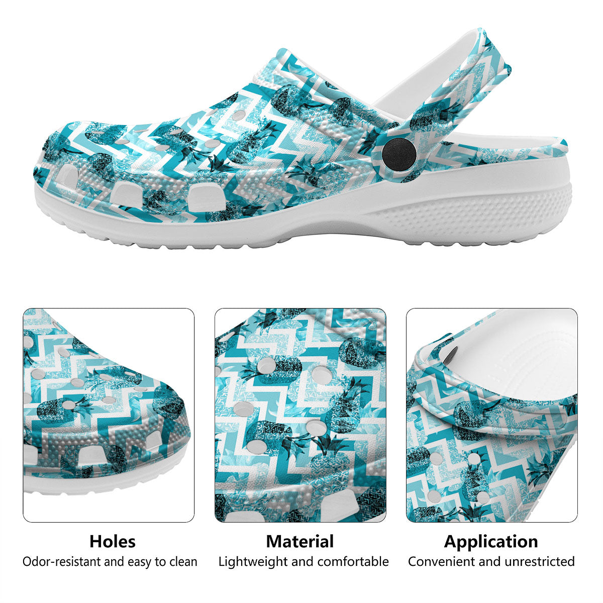 Zig Zag Pastel Pineapple Print Pattern Clog-grizzshop
