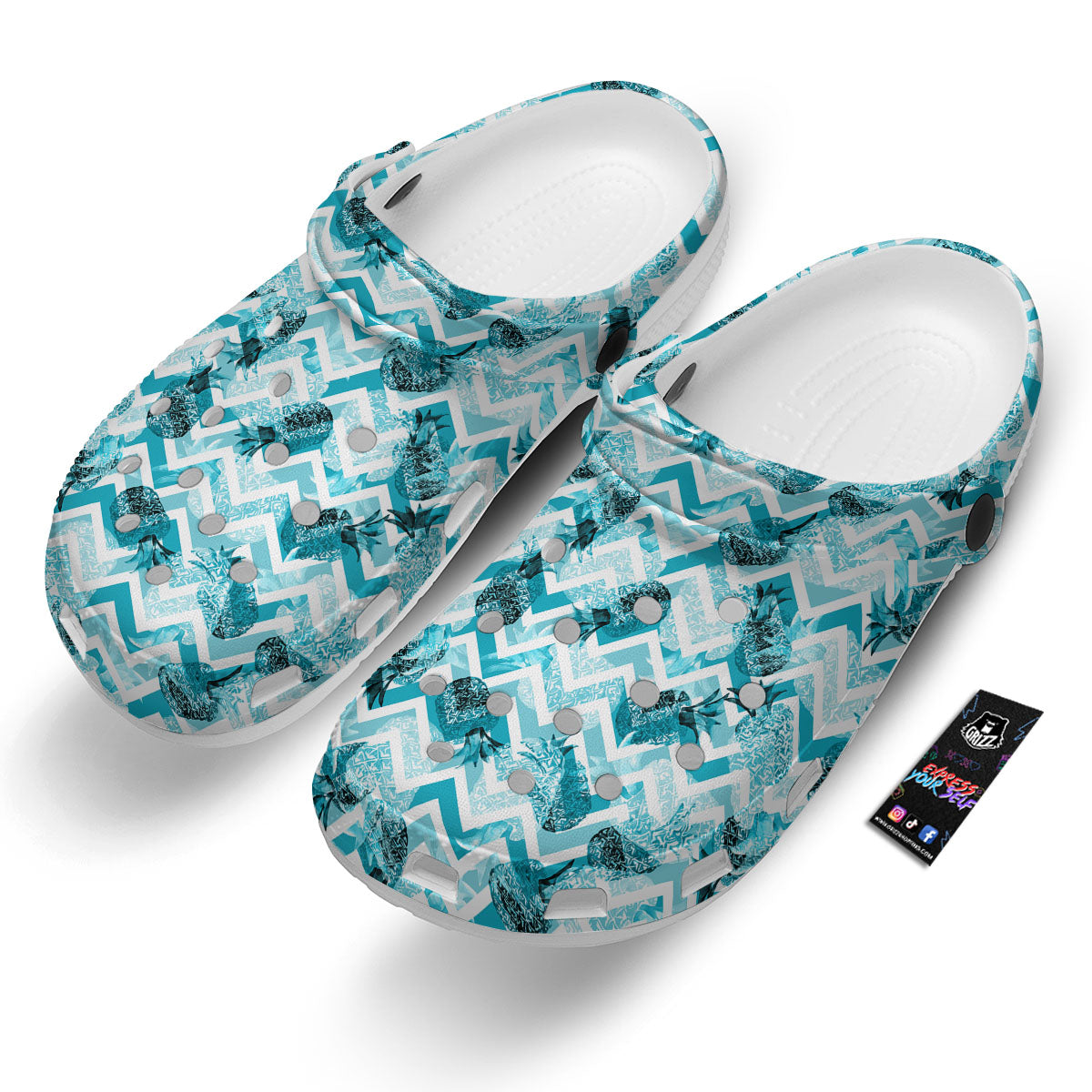 Zig Zag Pastel Pineapple Print Pattern Clog-grizzshop
