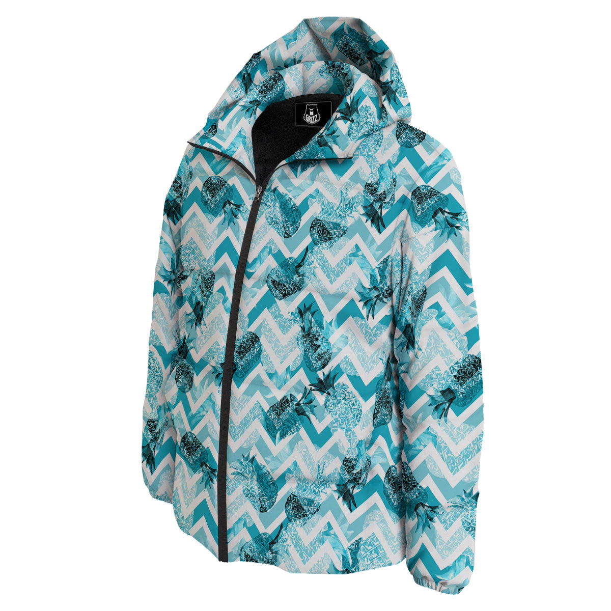 Zig Zag Pastel Pineapple Print Pattern Down Jacket-grizzshop