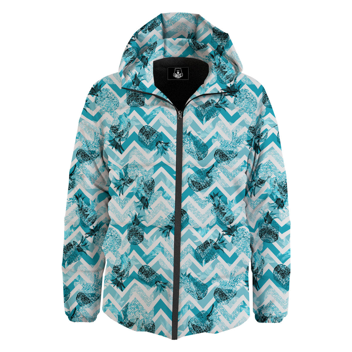 Zig Zag Pastel Pineapple Print Pattern Down Jacket-grizzshop