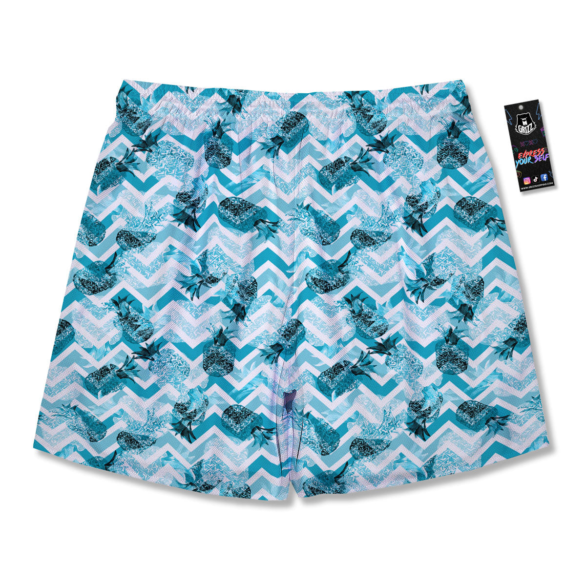 Zig Zag Pastel Pineapple Print Pattern Men's Running Shorts-grizzshop
