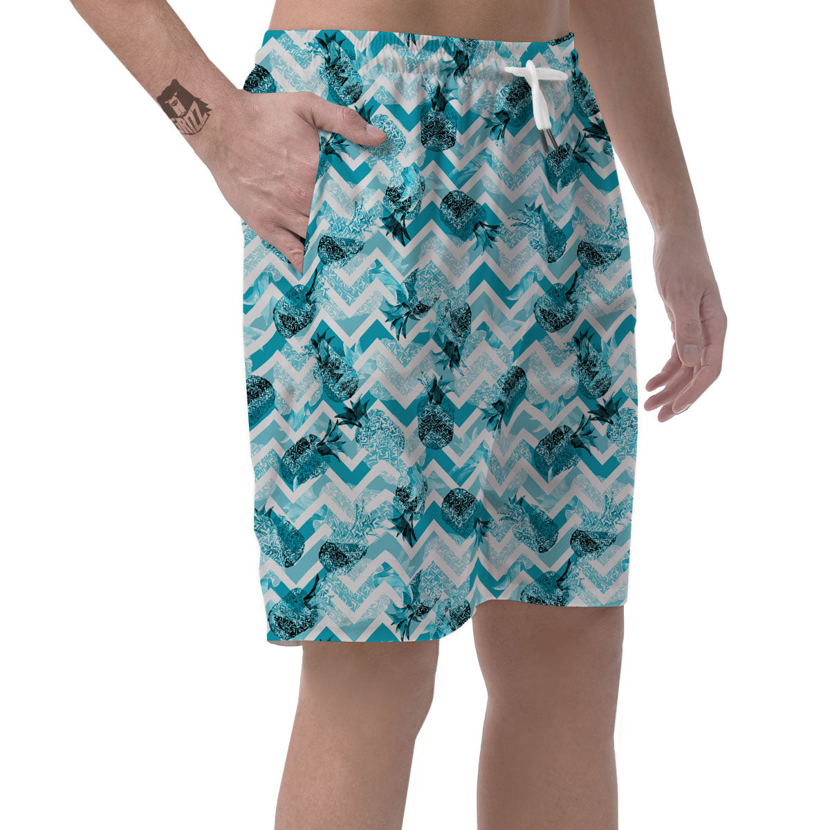 Zig Zag Pastel Pineapple Print Pattern Men's Shorts-grizzshop