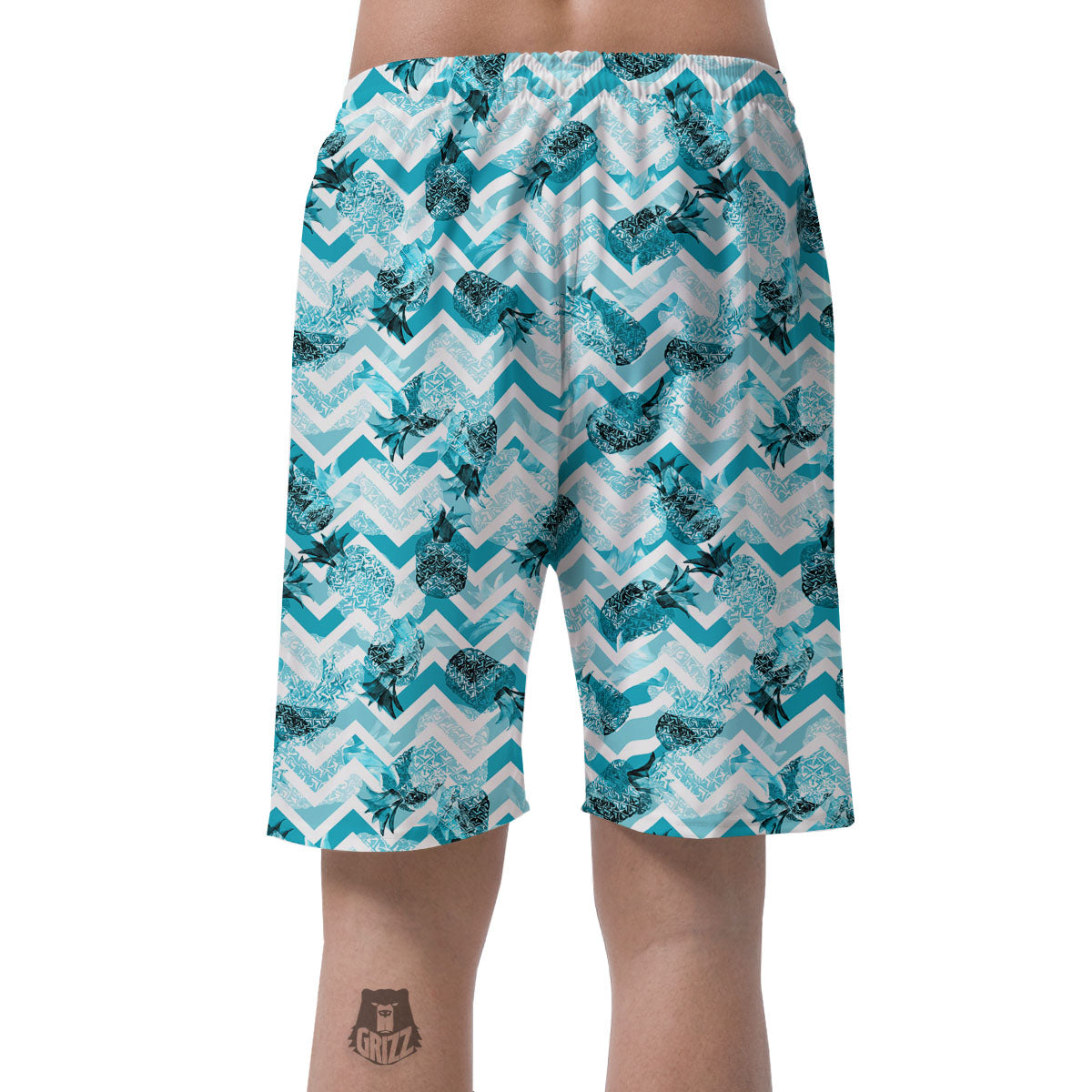 Zig Zag Pastel Pineapple Print Pattern Men's Shorts-grizzshop