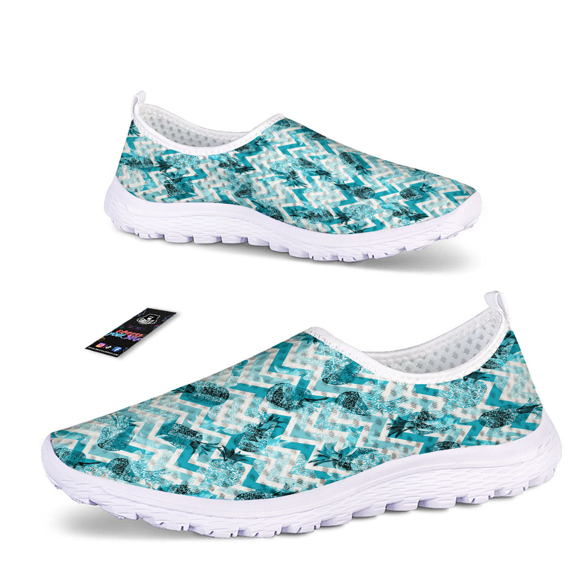 Zig Zag Pastel Pineapple Print Pattern Nurse Shoes-grizzshop
