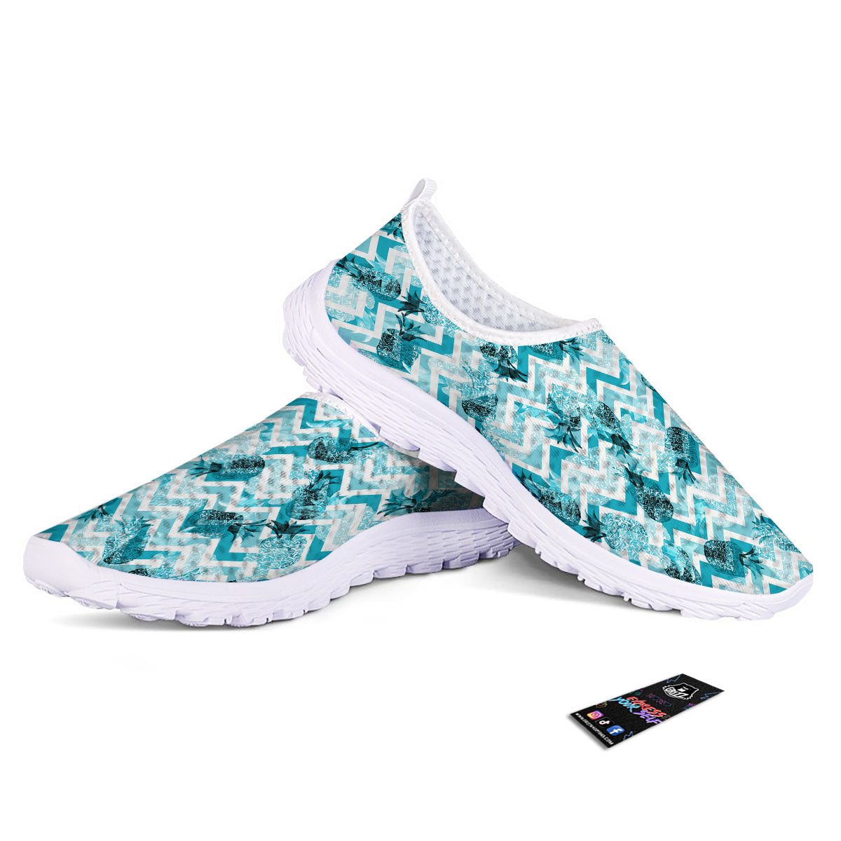 Zig Zag Pastel Pineapple Print Pattern Nurse Shoes-grizzshop