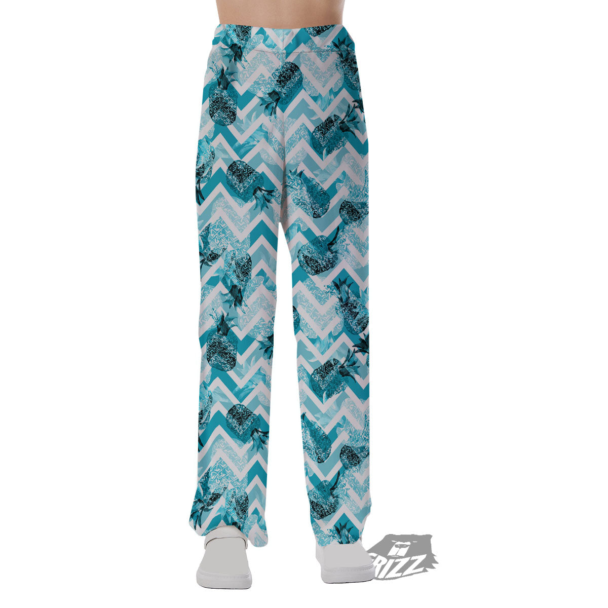 Zig Zag Pastel Pineapple Print Pattern Pajama Pants-grizzshop