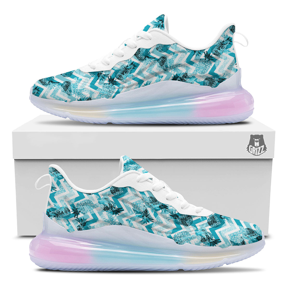 Zig Zag Pastel Pineapple Print Pattern Running Sneakers-grizzshop