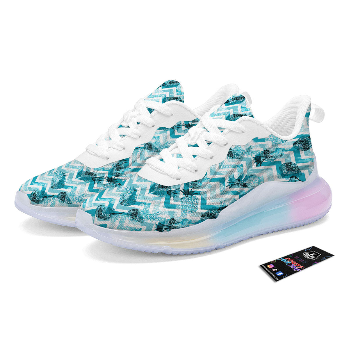 Zig Zag Pastel Pineapple Print Pattern Running Sneakers-grizzshop