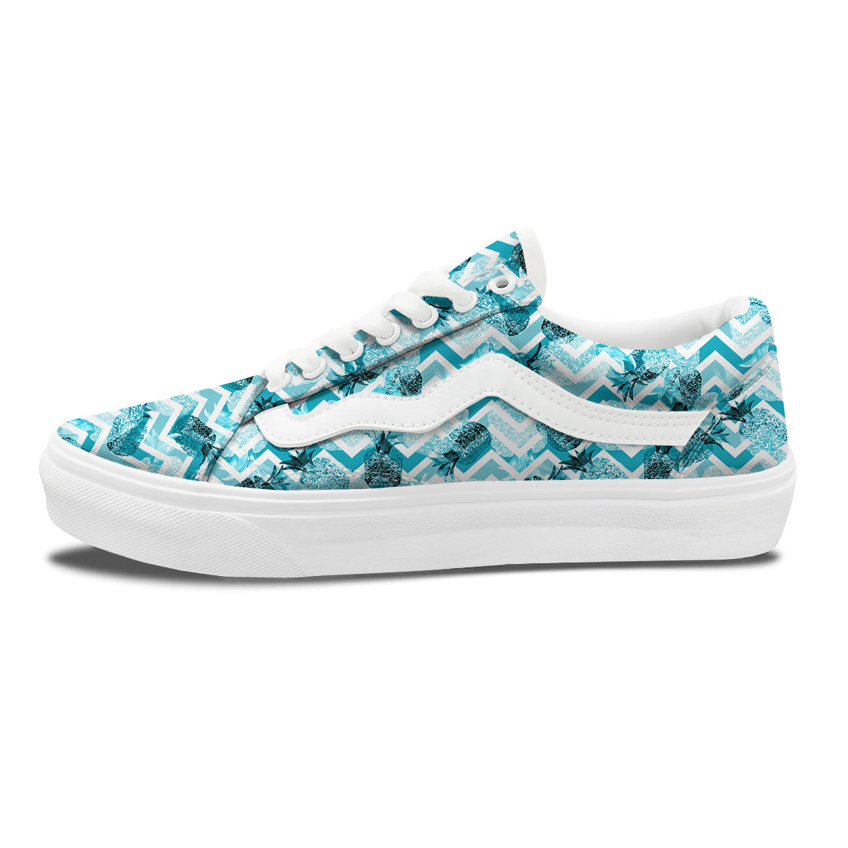 Zig Zag Pastel Pineapple Print Pattern Skate Shoes-grizzshop