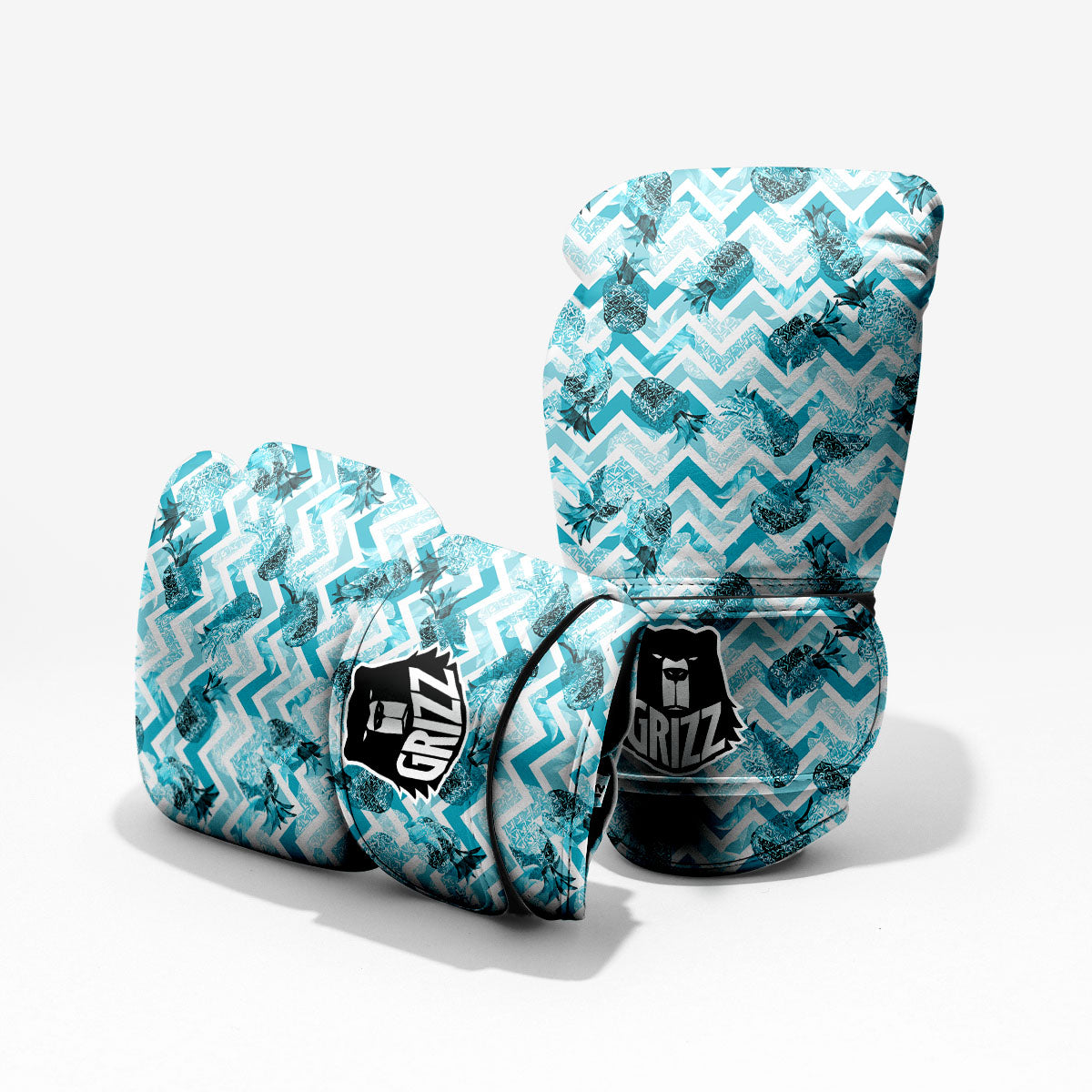 Zig Zag Pastel Pineapple Print Pattern Sparring Gloves-grizzshop