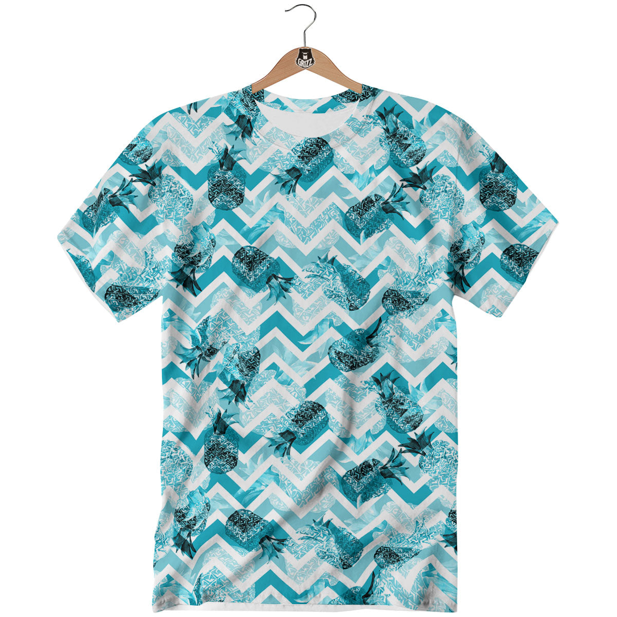 Zig Zag Pastel Pineapple Print Pattern T-Shirt-grizzshop