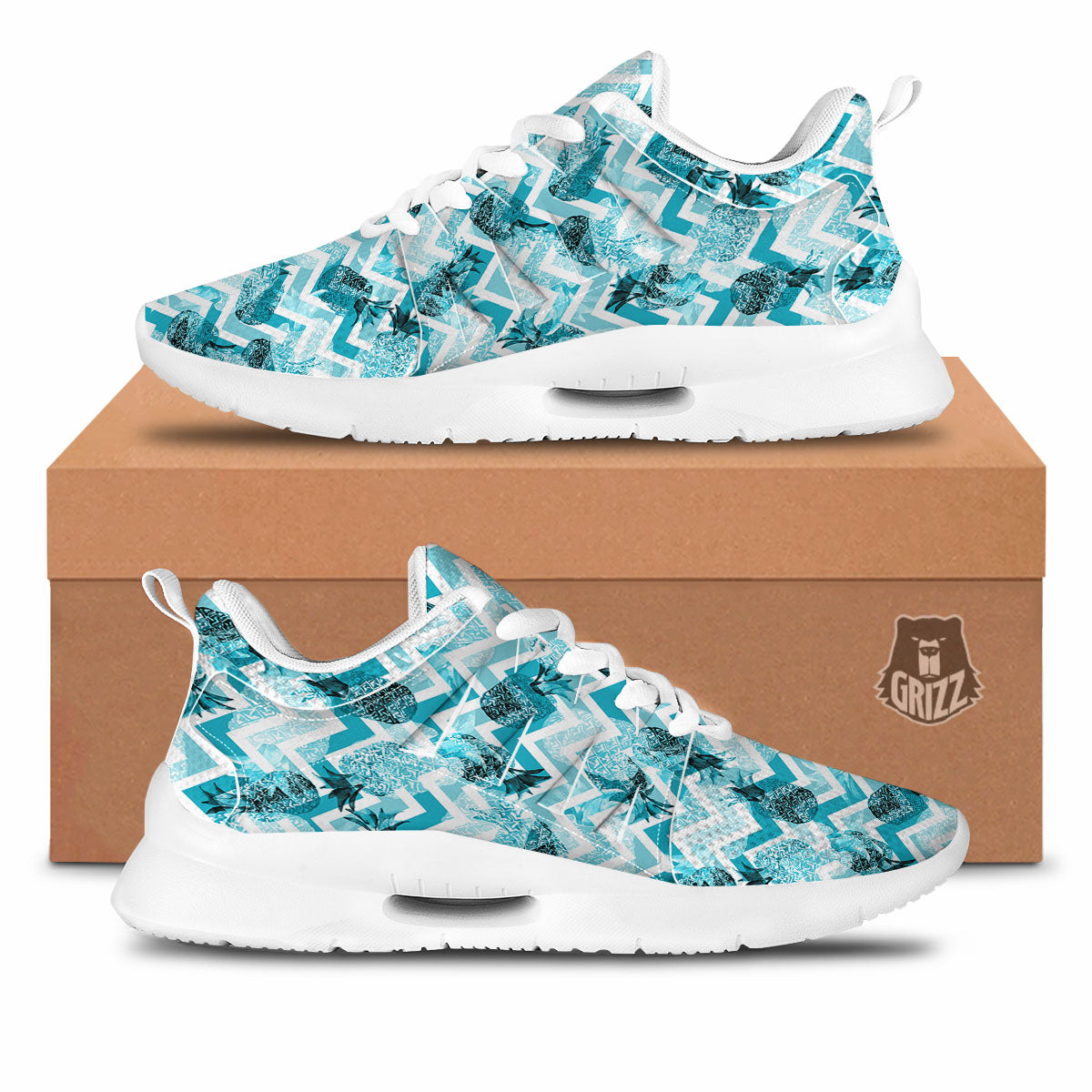 Zig Zag Pastel Pineapple Print Pattern Tennis Shoes-grizzshop