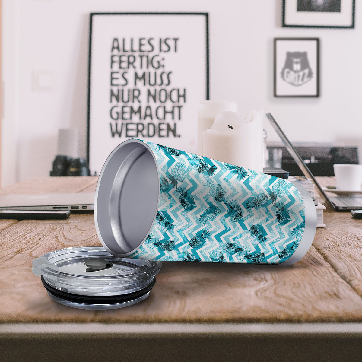 Zig Zag Pastel Pineapple Print Pattern Tumbler-grizzshop