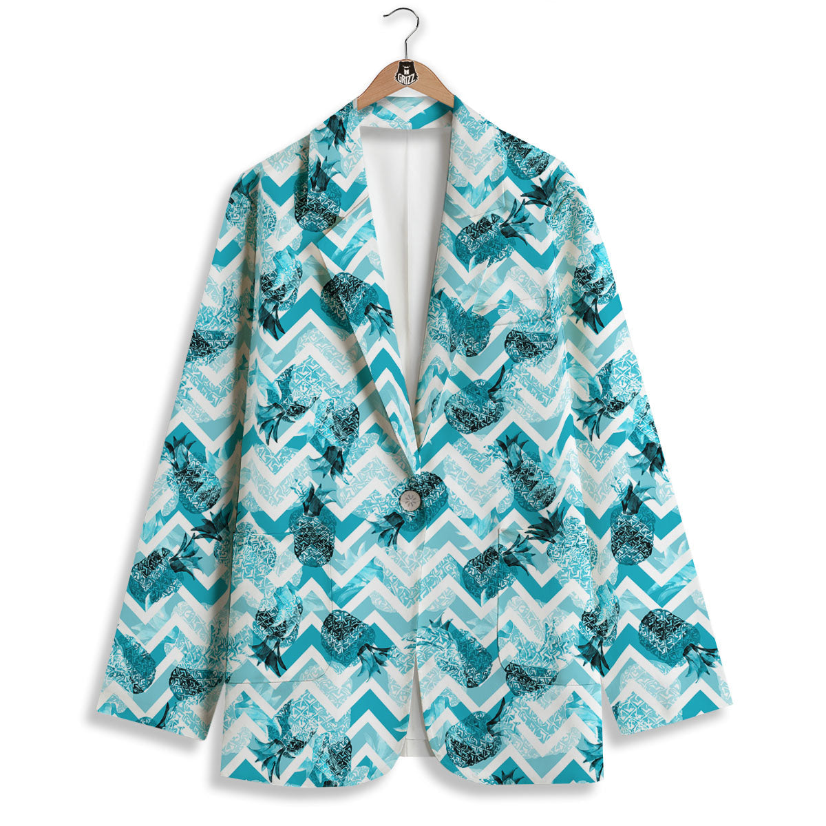 Zig Zag Pastel Pineapple Print Pattern Women's Blazer-grizzshop