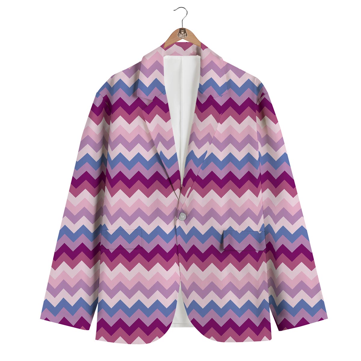Zig Zag Pattern Print Men's Blazer-grizzshop