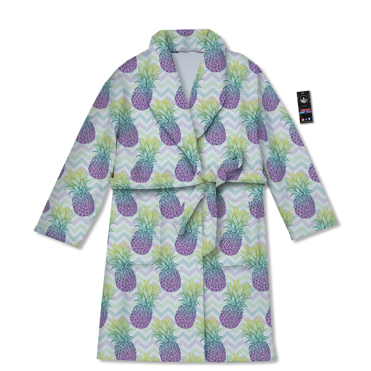 Zig Zag Pineapple Bright Print Pattern Bathrobe-grizzshop