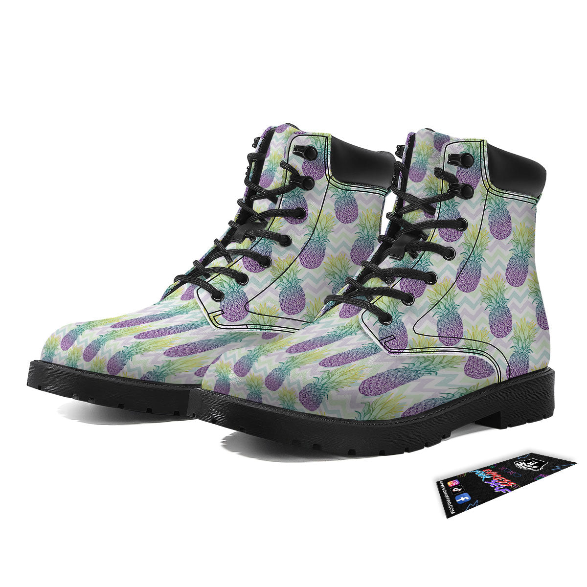 Zig Zag Pineapple Bright Print Pattern Boots-grizzshop
