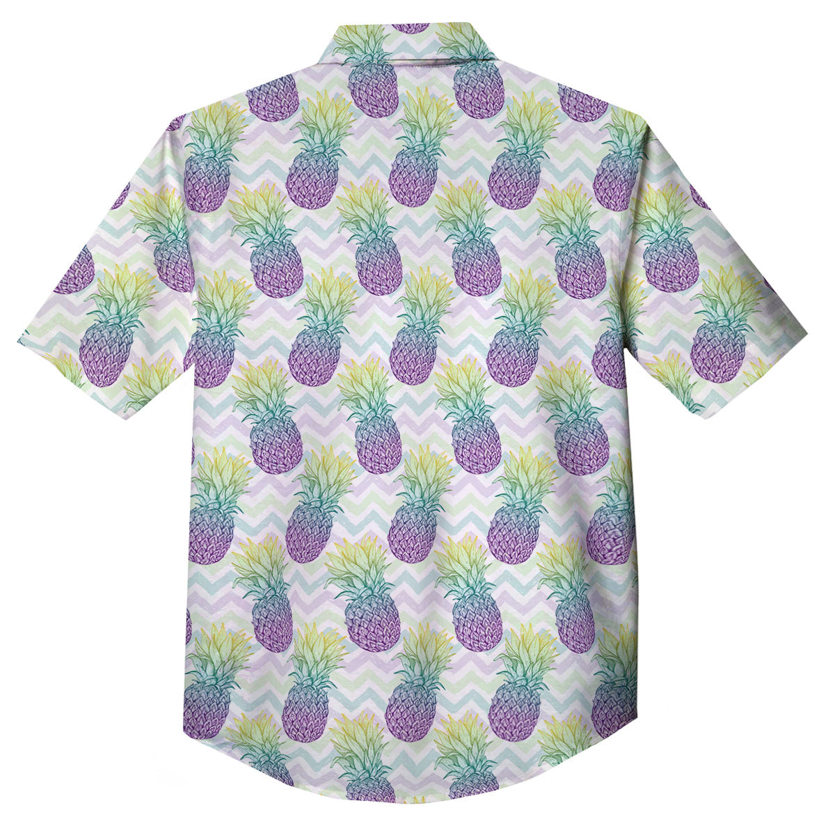 Zig Zag Pineapple Bright Print Pattern Button Up Shirt-grizzshop