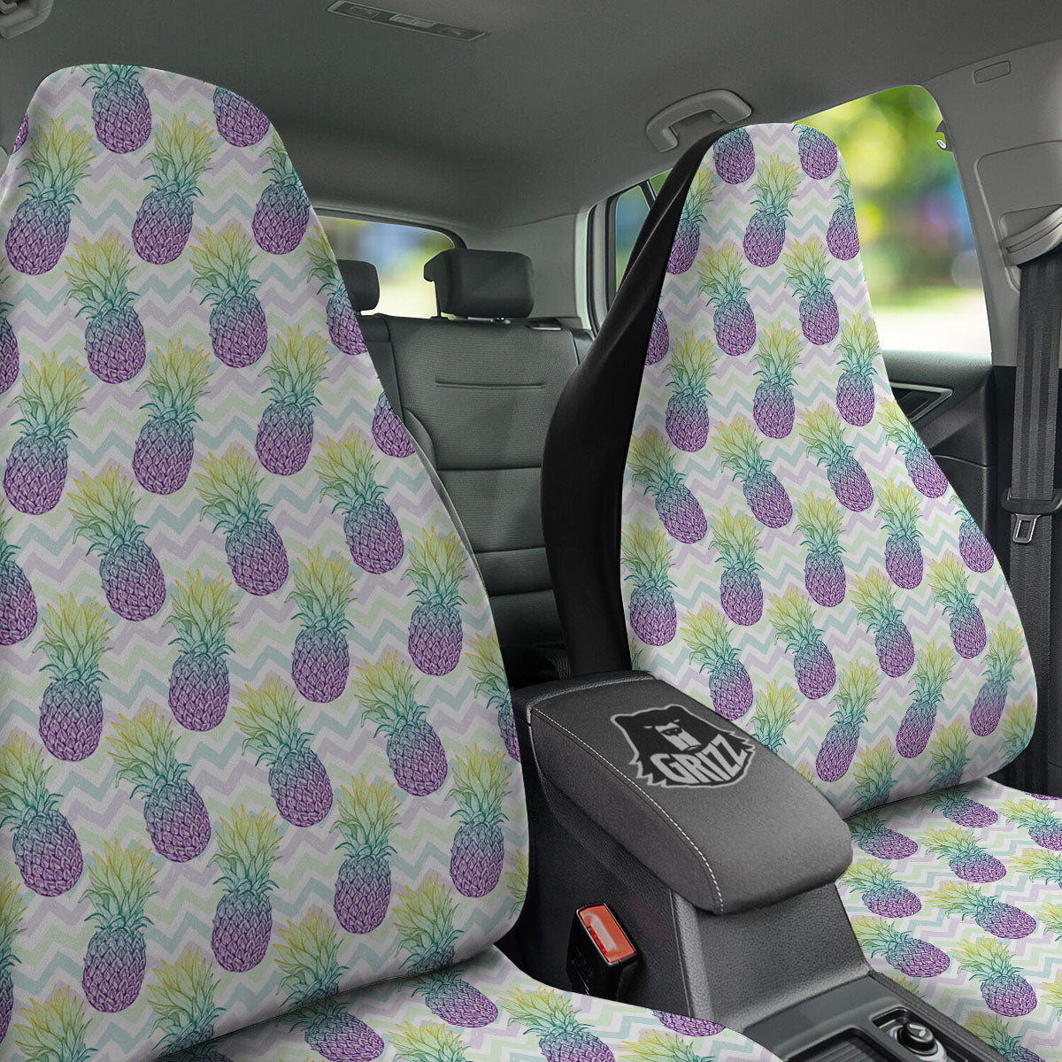 Zig Zag Pineapple Bright Print Pattern Car Seat Covers-grizzshop
